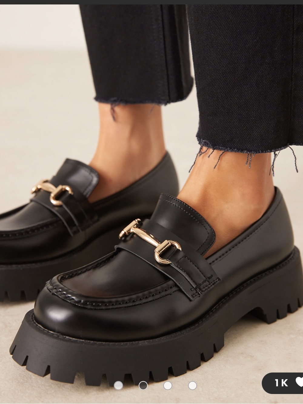 NEW ASOS Black Chunky Lug Loafers with Gold Bit Hardware
